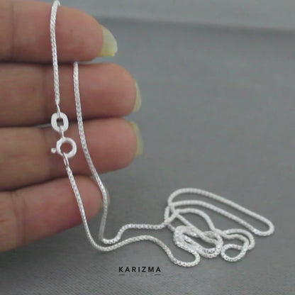 925 Sterling Silver box design Neck Chain 18"