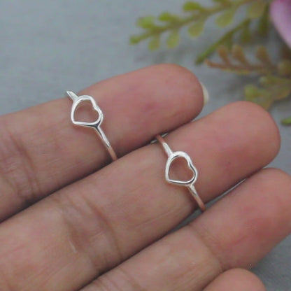 925 Real Sterling Silver women unique trendy Heart style Toe Ring  - Pair