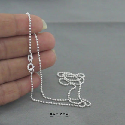 New Trendy 925 Sterling Silver beaded Unisex Neck Chain 18"