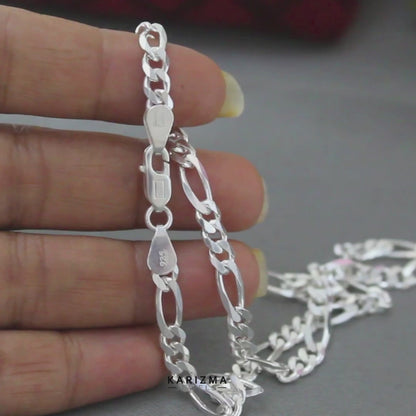 925 Sterling Silver Excellent Figaro style Unisex Neck Chain 15"