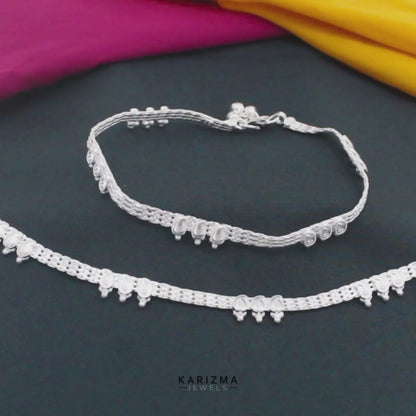 Real Sterling Silver amazing women Anklet Ankle Bracelet 10.3"