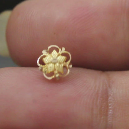 18K Real Gold Floral Nose pin nose ring Push Pin