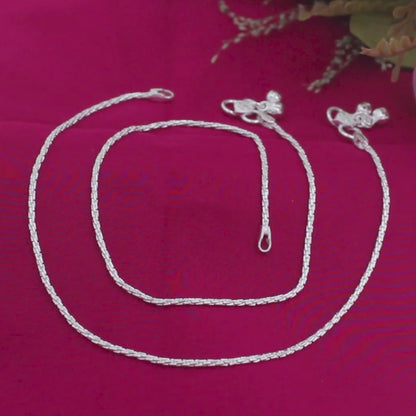 Daily Wear Real Silver Chain Anklet Payal for Girls & Women