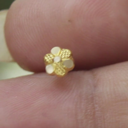 18K Real Gold small Flower Nose pin nose ring Push Pin