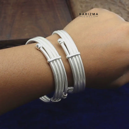 925 Real Silver Bangles Bracelet - Pair 6.4 CM