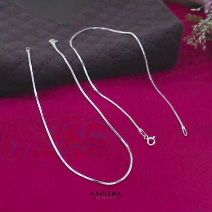 925 Sterling Silver girlish Thin Square Snake Anklet Pair 10.3"