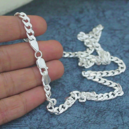 Real 925 Sterling Silver Bold Cuban Link Chain 20"