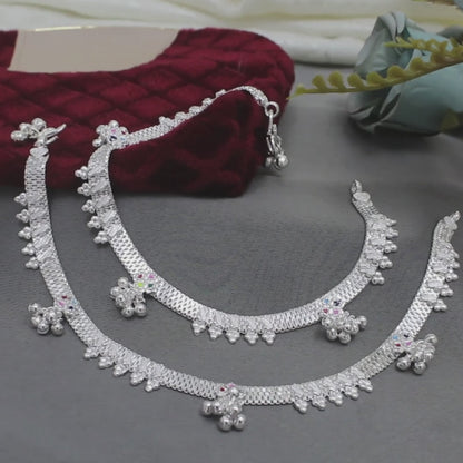 Real Sterling Silver women party wear Anklet Ankle Bracelet 10.3"