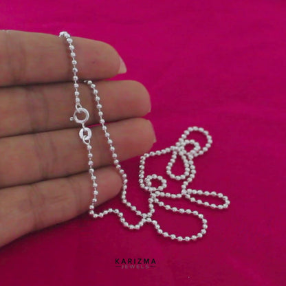 925 Sterling Silver beaded women Neck chain 20"