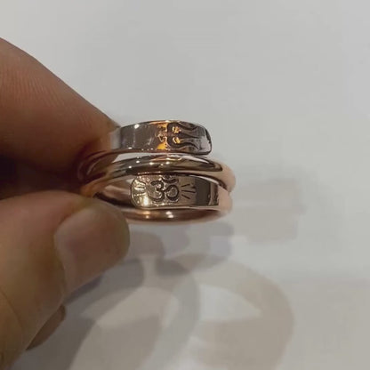 Heavy Double line Pure Copper Adjustable Ring – Trishul & Om Engraved