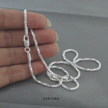 925 Sterling Silver unique design Unisex box link Neck Chain 20"