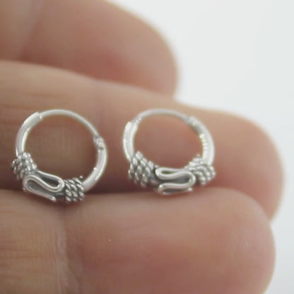 925 Real Sterling Silver Oxidized unique Design hoop earrings for Girls - Pair