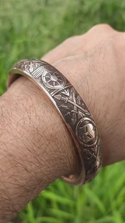Warrior Armour Pure Copper Kada – 200 Gram Heavy Engraved Bangle