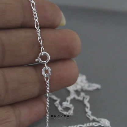 925 Sterling Silver women figaro Neck chain 18"