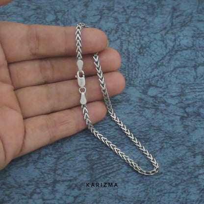 925 Silver Franco Chain Design Oxidized Bracelet