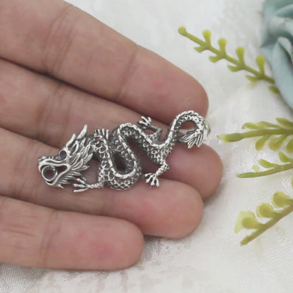 Real Silver Oxidized  gorgeous dragon charms Pendant