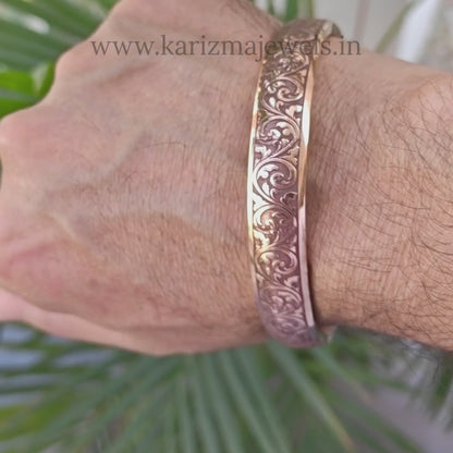 Heavy wide Engraved Copper Kada for Men