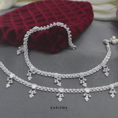 Real Sterling Silver daily wear women Anklets Ankle Pair 10.3"