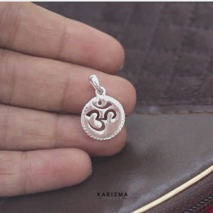 Divine Om Symbol 925 Sterling Silver Round Pendant