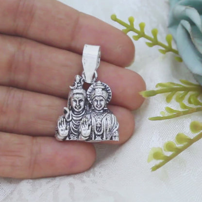 925 Real Sterling Silver Oxidized Shiv Parvati pendant