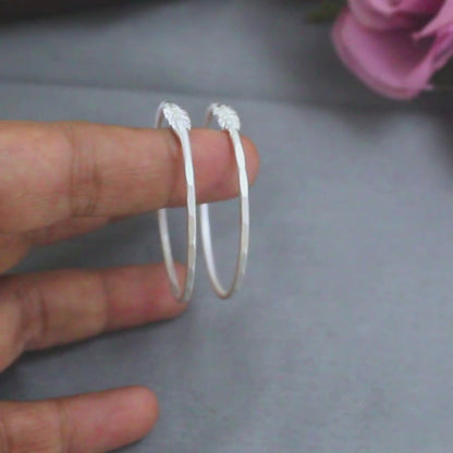 Smooth Finish Real Silver Bangles for Kids Pair
