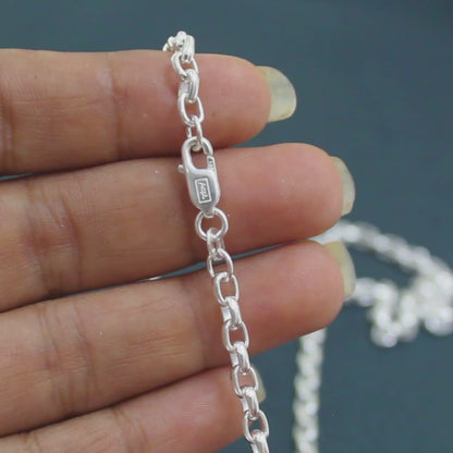 925 Real Sterling Silver Cable Link Neck Chain 20"