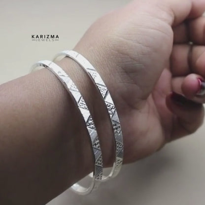 Real 990 Silver Women Bangles Bracelet (Kangan)-Pair