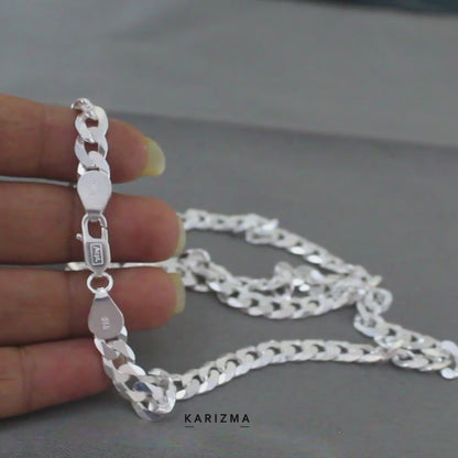 Real 925 Sterling Silver Excellent Cuban Link Neck Chain 20"
