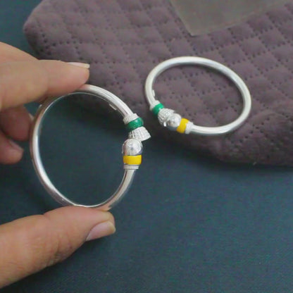 925 Real Silver Handcrafted kids Openable Bangle Bracelet - Pair