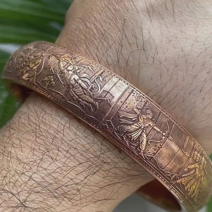 Pure Copper Ramayan Kada – 200 Gram Heavy Engraved Bangle