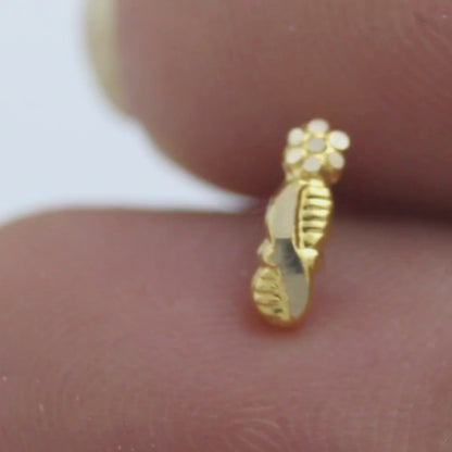 18K Real Gold Vertical Flower Cluster Nose Stud