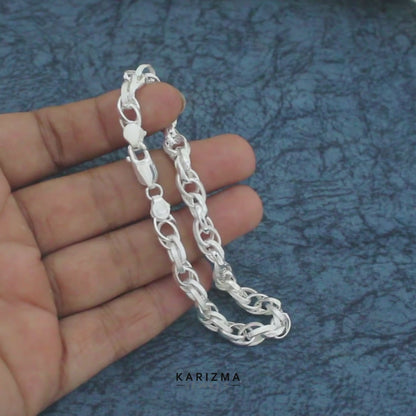 925 Real Silver Authentic Oval Link Men's Chain Bracelet 8"