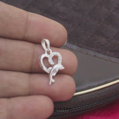 Charming Dolphin Heart 925 Sterling Silver Jewelry Pendant