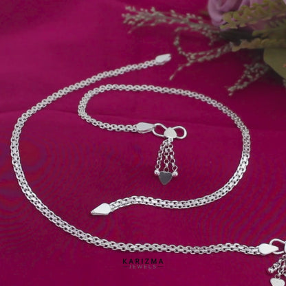 Daily wear 925 Sterling Silver women Bismark chain Anklet Pair 10.3"
