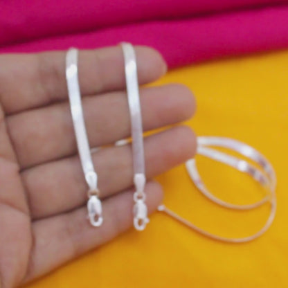 10 Inch 925 Sterling Silver Herringbone Anklet – Stylish Beach Wear for Women