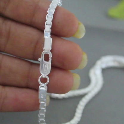 925 Real Sterling Silver Venetian Link Neck Chain 20"