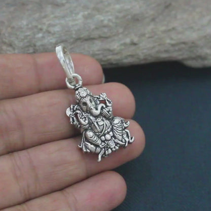 925 Real Sterling Silver Lord Ganesha Pendant