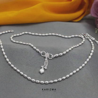Beach wear 925 Sterling Silver women Chain Anklet Pair 10.3"