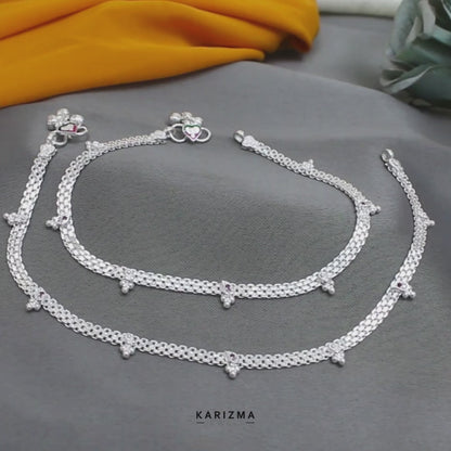 Boho Look Real Silver Chain Payal Anklet for Women