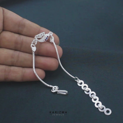 Real Silver Bracelet amazing CZ श्याम Rakhi 6"