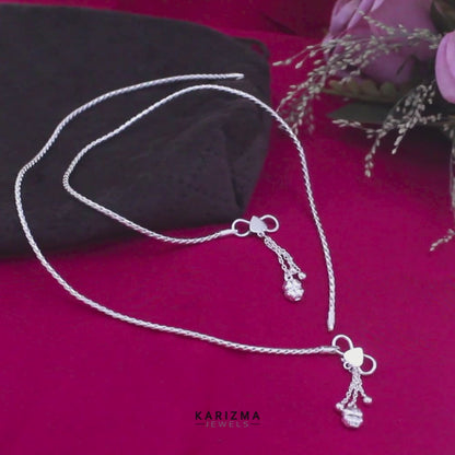925 Sterling Silver Chain Anklet Pair 10.3"