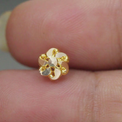 Traditional flower style 18k Real Gold Women Nose pin Push Pin