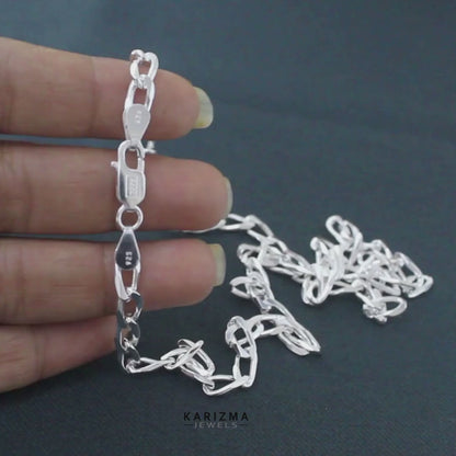 925 Sterling Silver Excellent spring ring clasps Curb Neck chain 20"