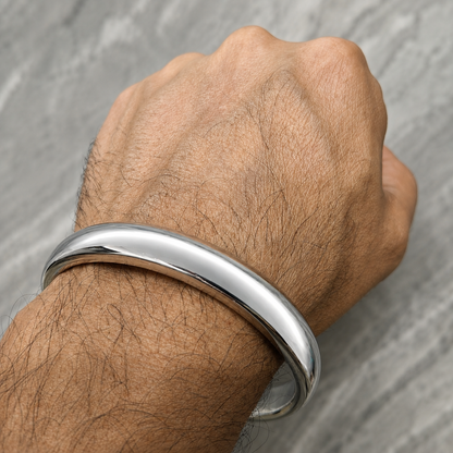 Heavy Stainless Steel Kada for Men – Plain Half Round Polished Bangle
