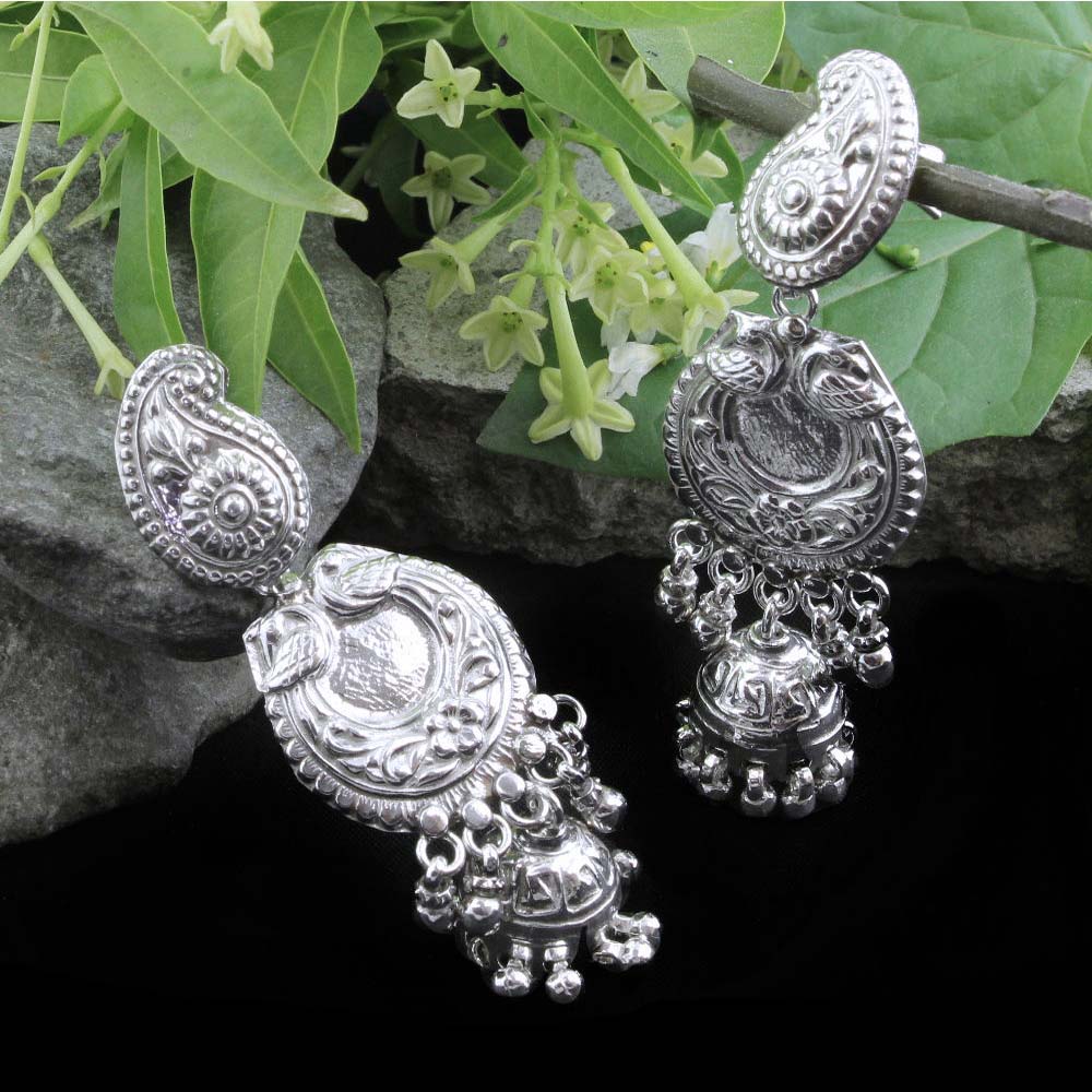 Hanging Silver Jhumki Earrings