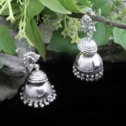 Hanging Silver Jhumki Earrings