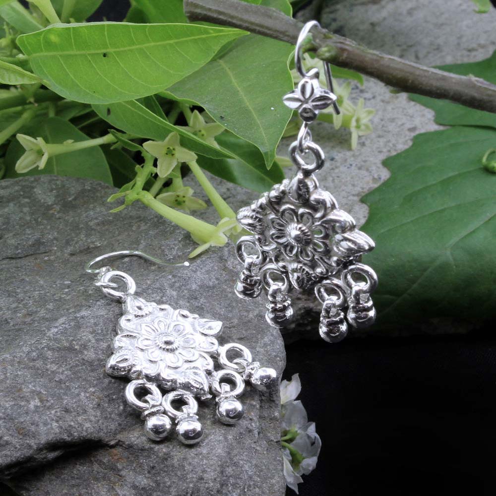 Hanging Silver Jhumki Earrings