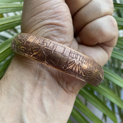 Pure Copper Ramayan Kada – 200 Gram Heavy Engraved Bangle