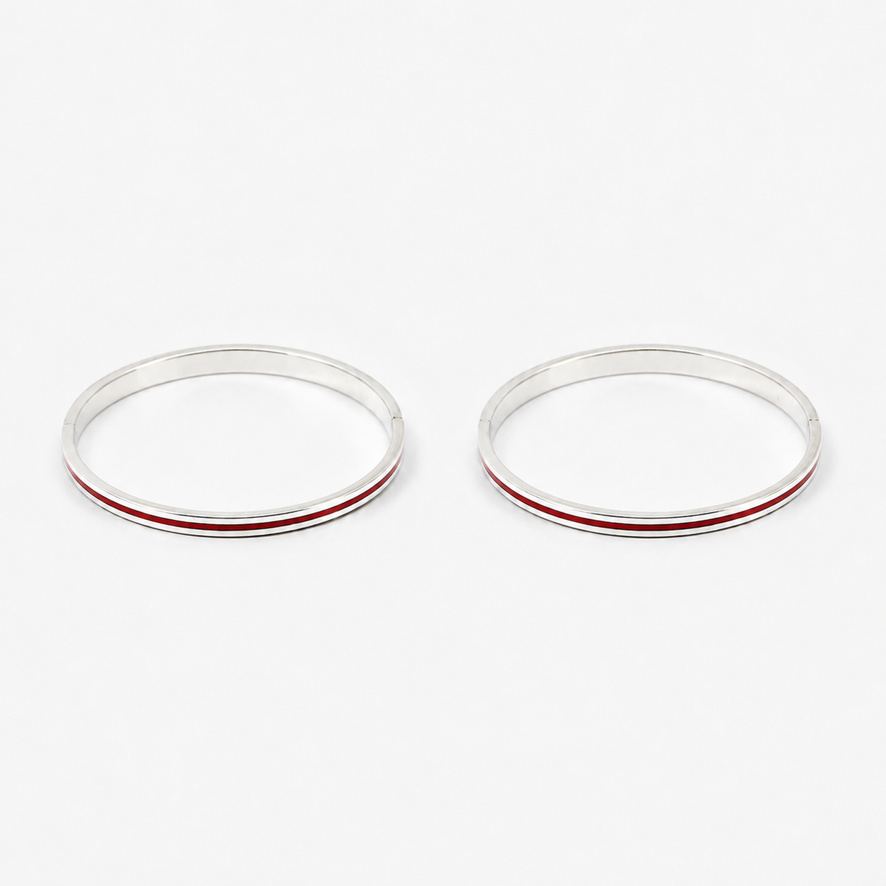 Red meena line Pure Silver Bangles for Astrology