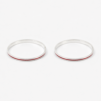 Red meena line Pure Silver Bangles for Astrology
